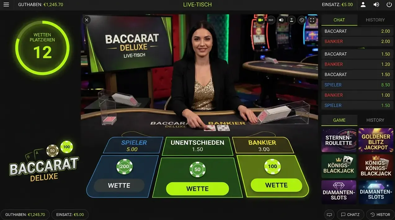 Live Casino im Angebot von Honey Betz